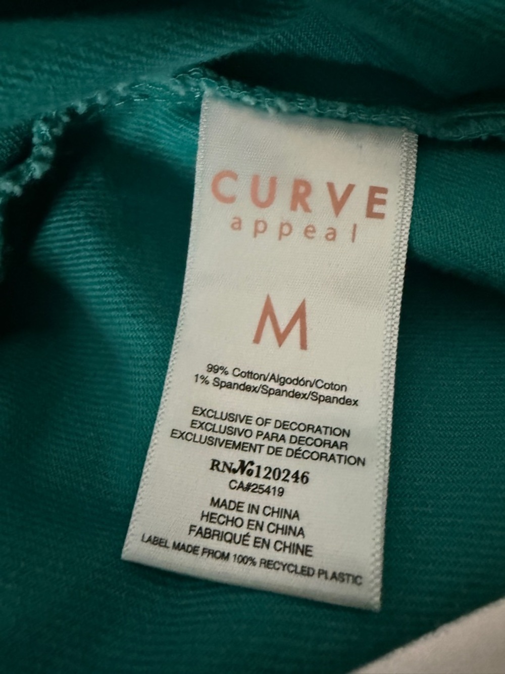 Curve Appeal Green Denim Jacket Size Medium Stretch Trucker Jacket Cropped Fit - Picture 6 of 6